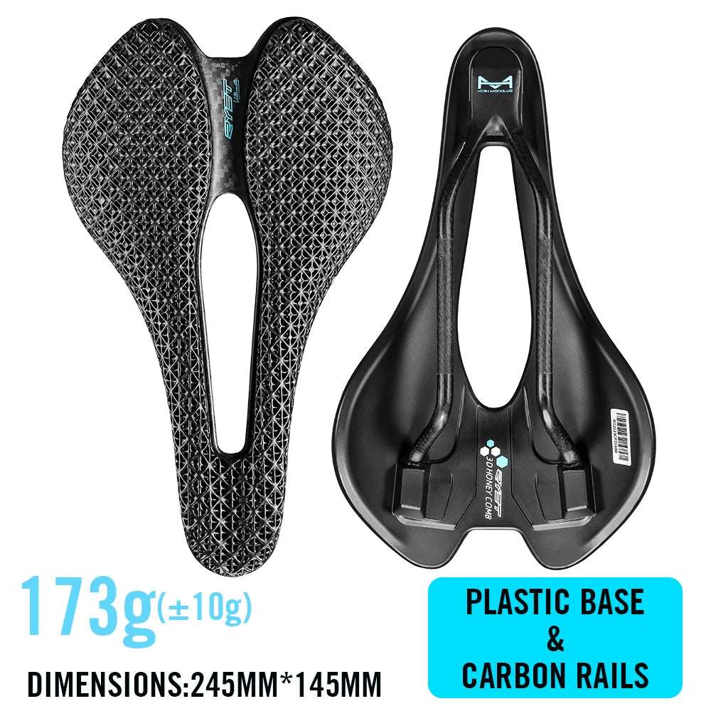 RYET Ultralight 3D Printed Bicycle Saddle - Premium Carbon Cushion 245x145mm