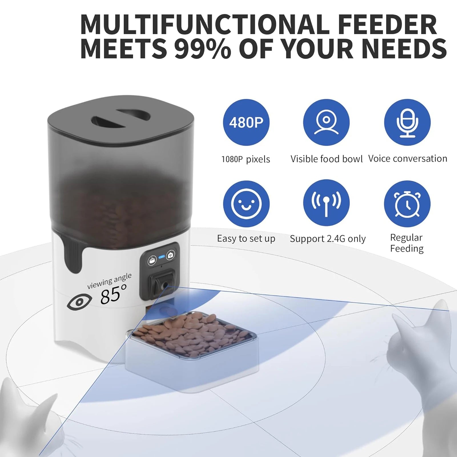 Smart 6L Automatic Cat Feeder with 1080P Camera & APP Control
