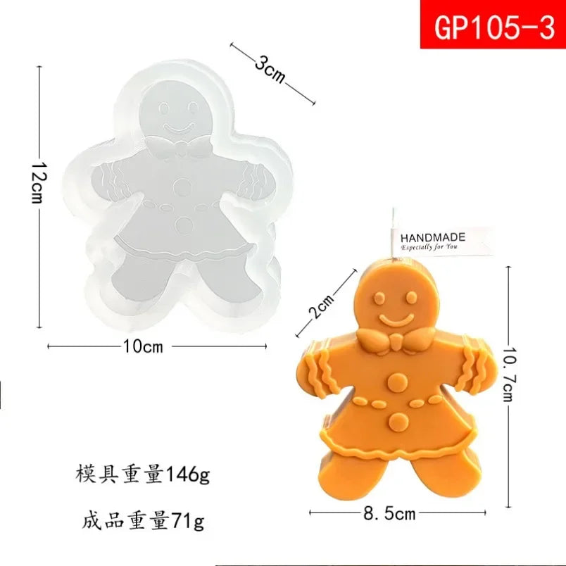 3D Gingerbread Man Silicone Candle Mold for DIY Crafts & Home Decor