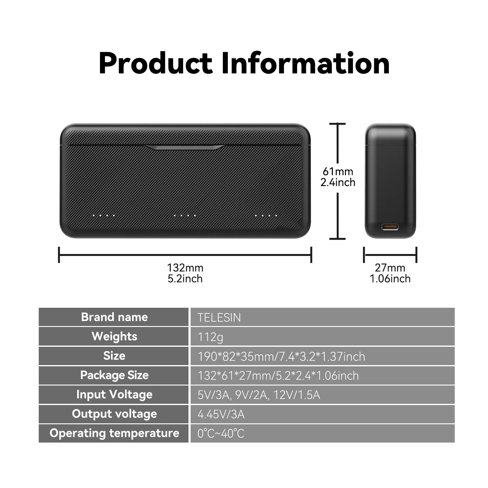 TELESIN 18W PD Fast Charger & Battery Storage Case for DJI Cameras