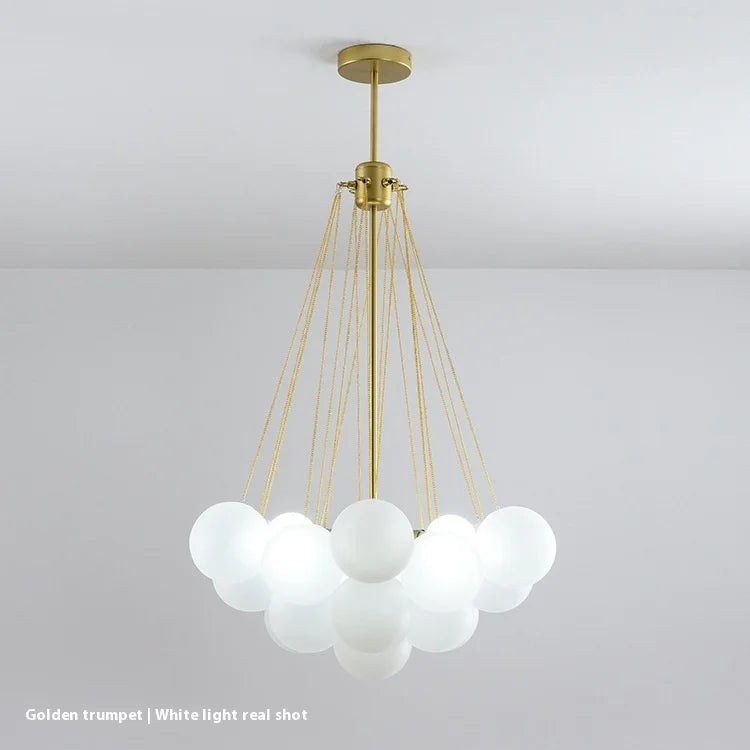 Nordic Bubble Ball Chandelier - Stylish Cream Glass Pendant Lamp
