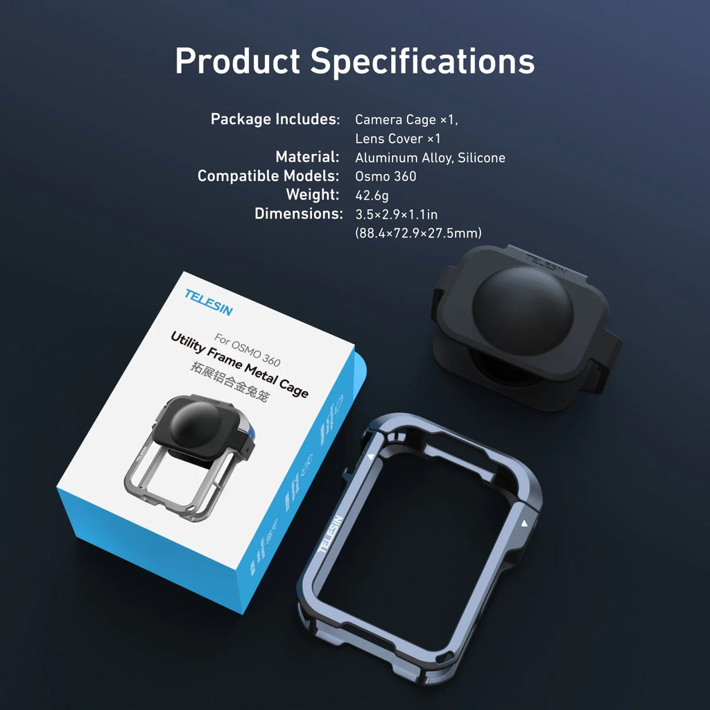 TELESIN Aluminum Alloy Cage for DJI OSMO 360 - Ultimate Protection