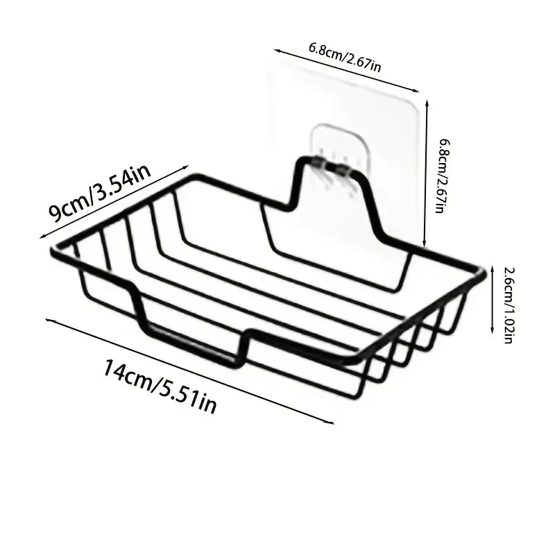 Stainless Steel Wall-Mounted Soap Dish – No Drill, Holds 2 Bars