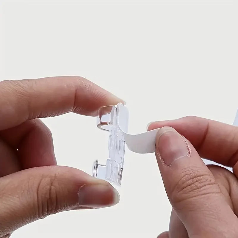 Clear Adhesive Cable Clips - Transparent Cord Organizers for Desk & Wall