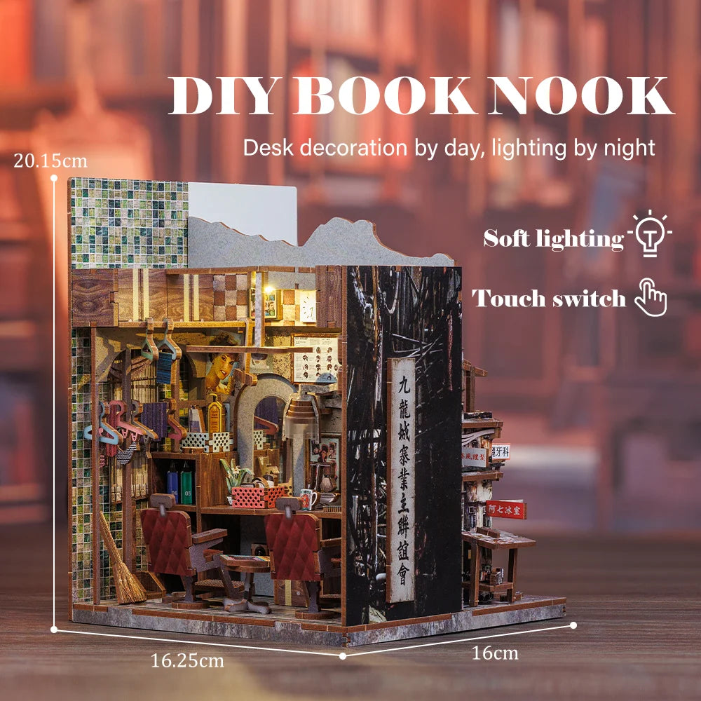 CUTEBEE 3D DIY Dollhouse Bookends with LED Light - Wooden Puzzle Kit