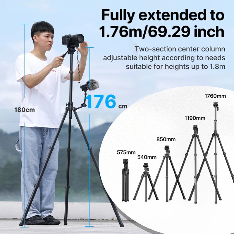 Ulanzi MT-65 Overhead Tripod - 1.76m Lightweight Professional Stand