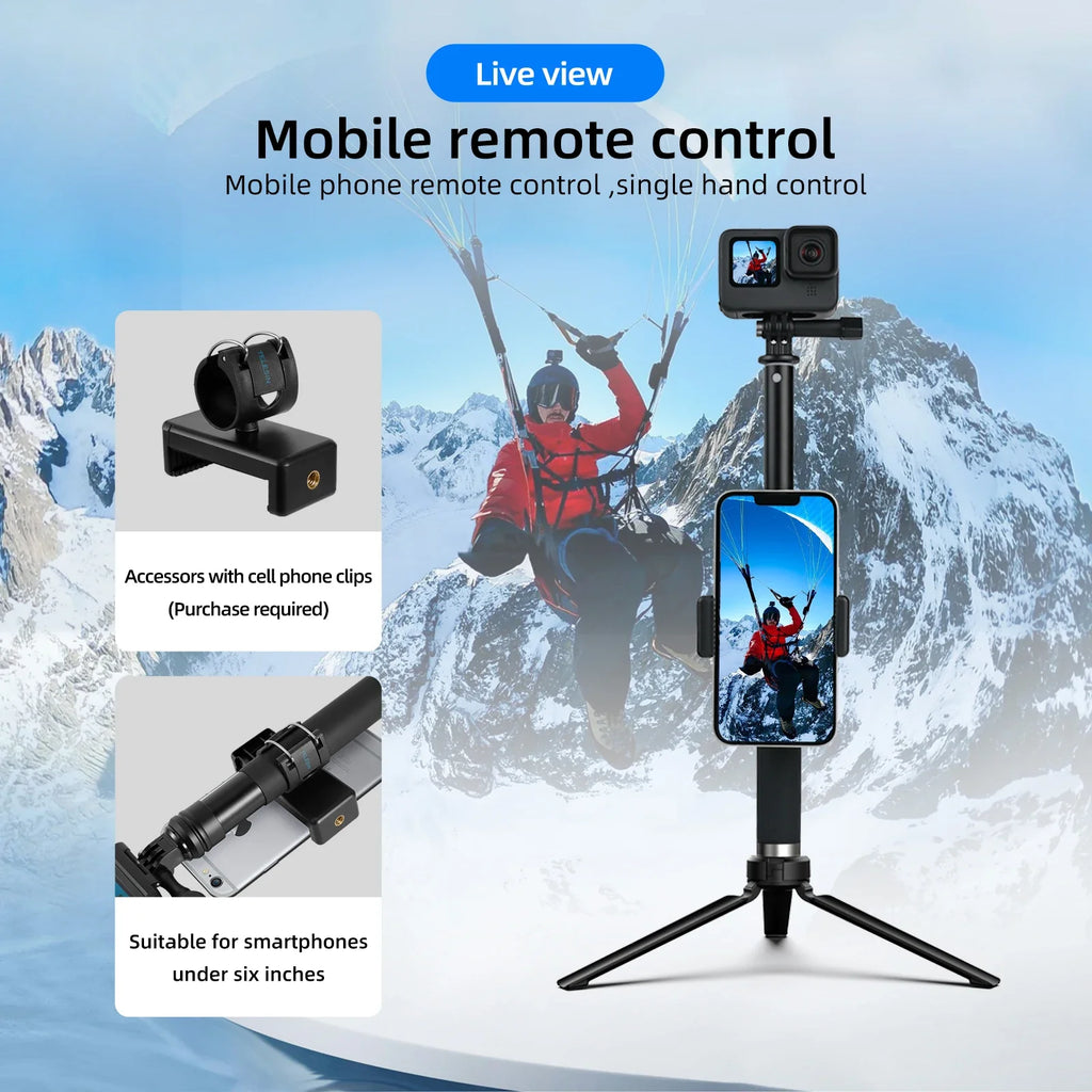 TELESIN 360° Selfie Stick Tripod for Action Cameras & Smartphones