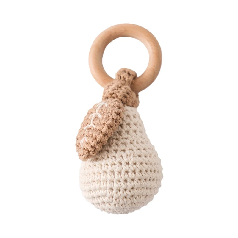 Bopoobo Baby Crochet Rattle Toy - Soft Wooden Teether & Infant Gym