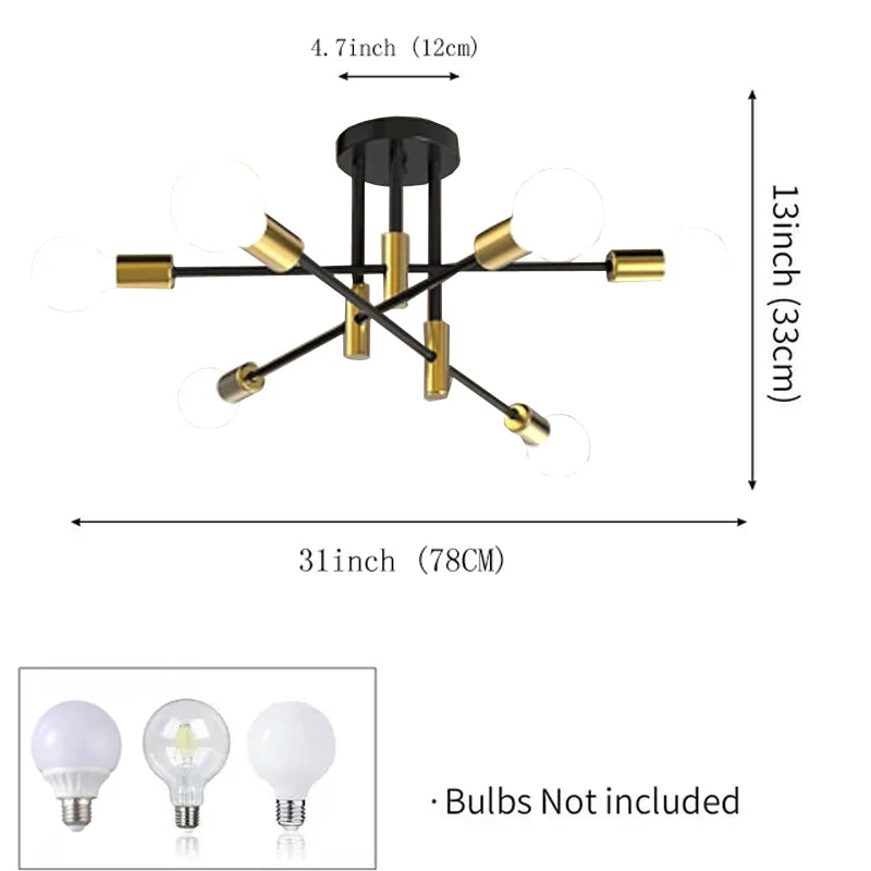 Retro Industrial Wrought Iron LED Ceiling Chandelier for Modern Decor