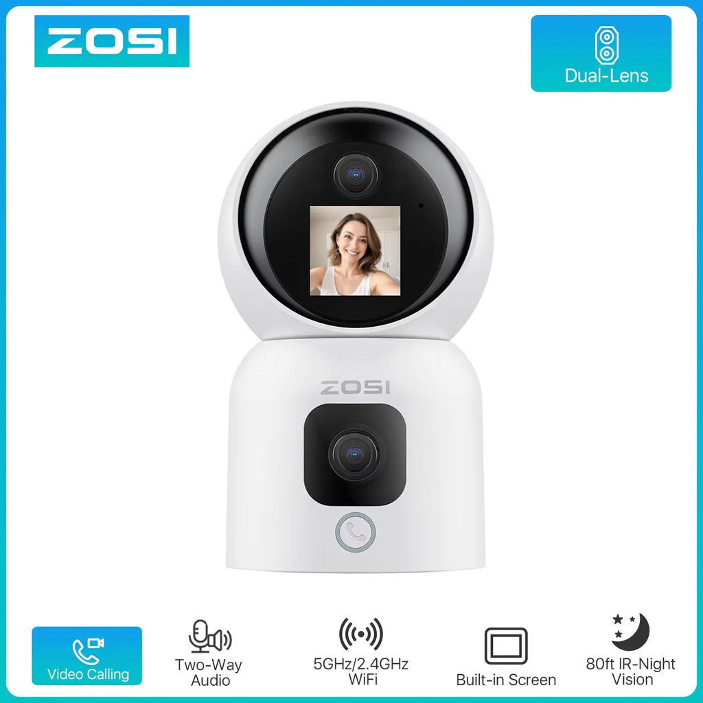 ZOSI 360° Smart Home Security Camera with Auto Tracking & Night Vision