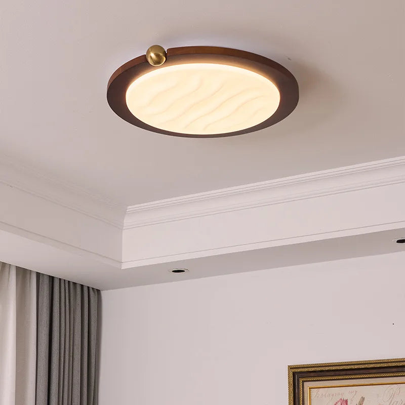 Wabi-Sabi Walnut Wood Ceiling Light - Modern LED Eye Protection