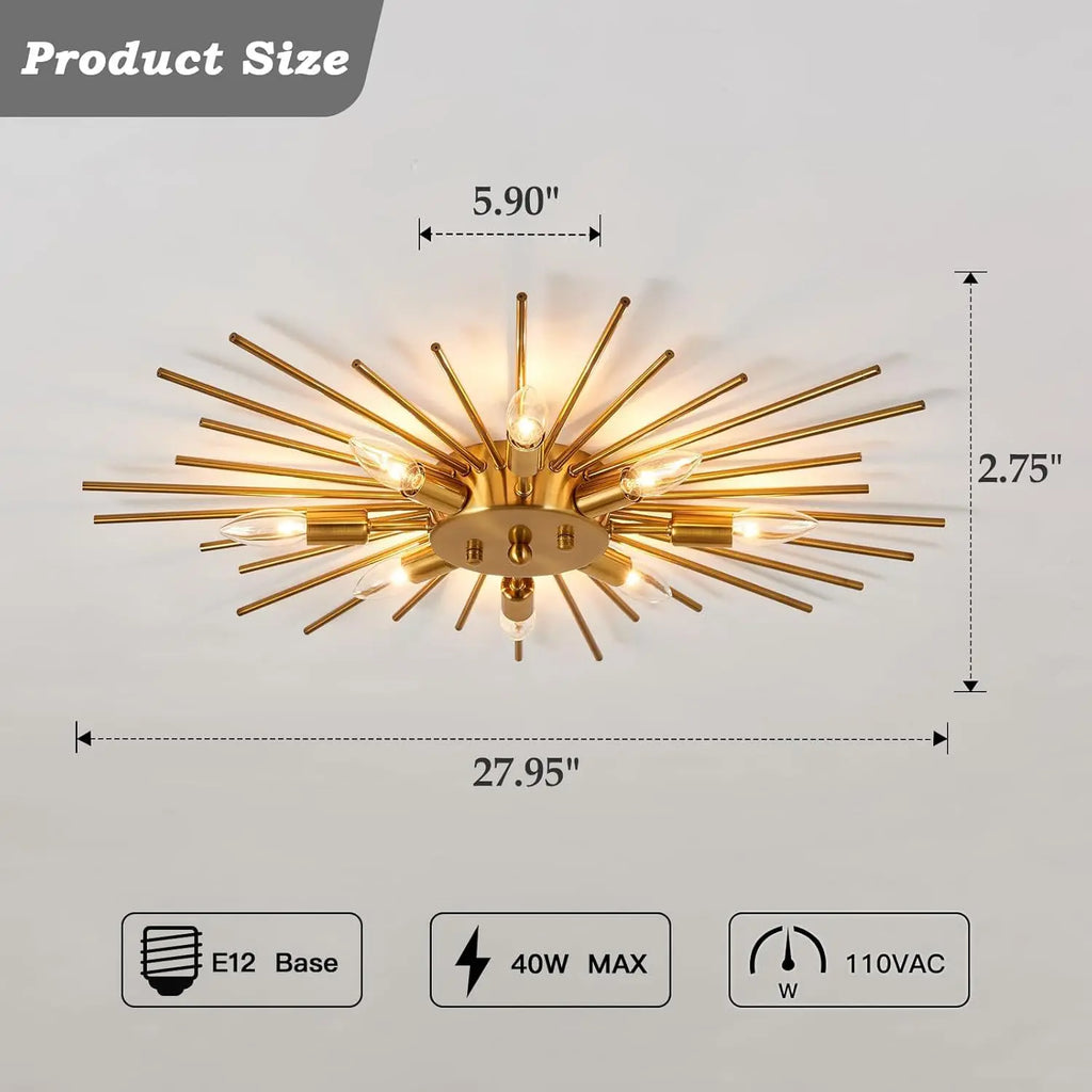 Elegant Modern Gold Metal LED Ceiling Light for Home & Restaurant