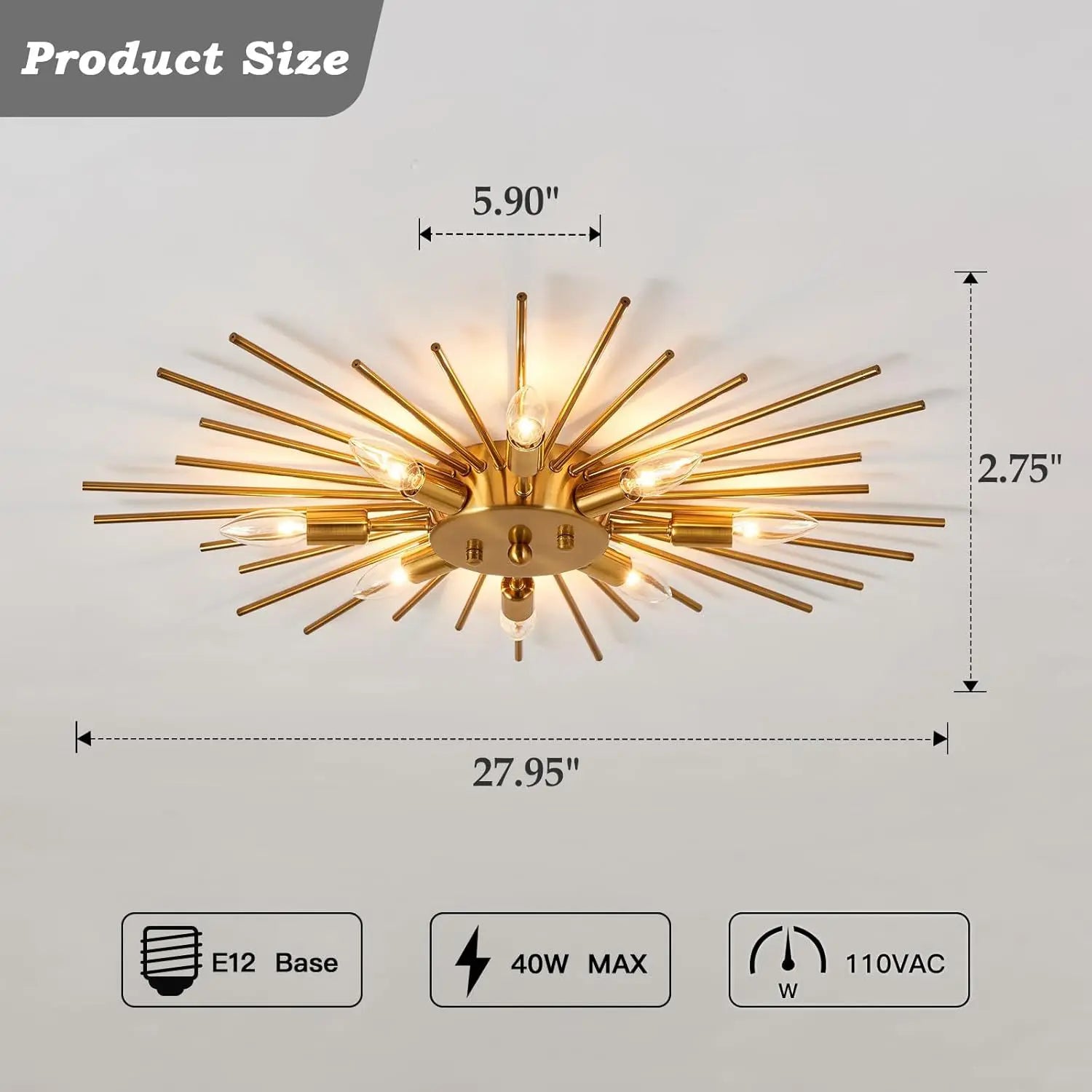 Elegant Modern Gold Metal LED Ceiling Light for Home & Restaurant