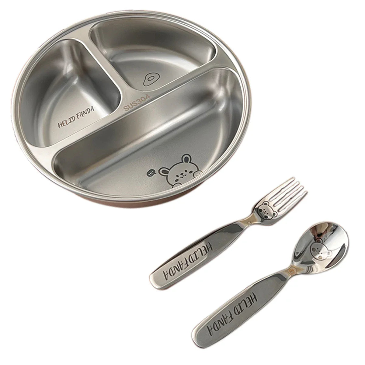 WORTHBUY Stainless Steel Divided Dinner Plate with 3 Compartments