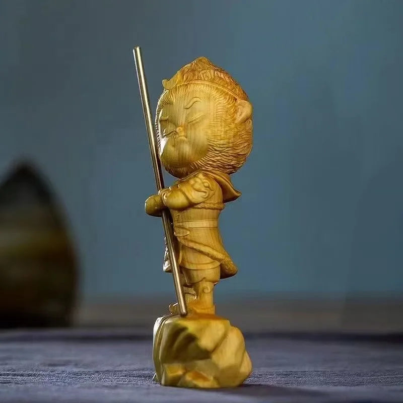 Hand-Carved Sun Wukong Figurine - Chinese Mythology Home Decor