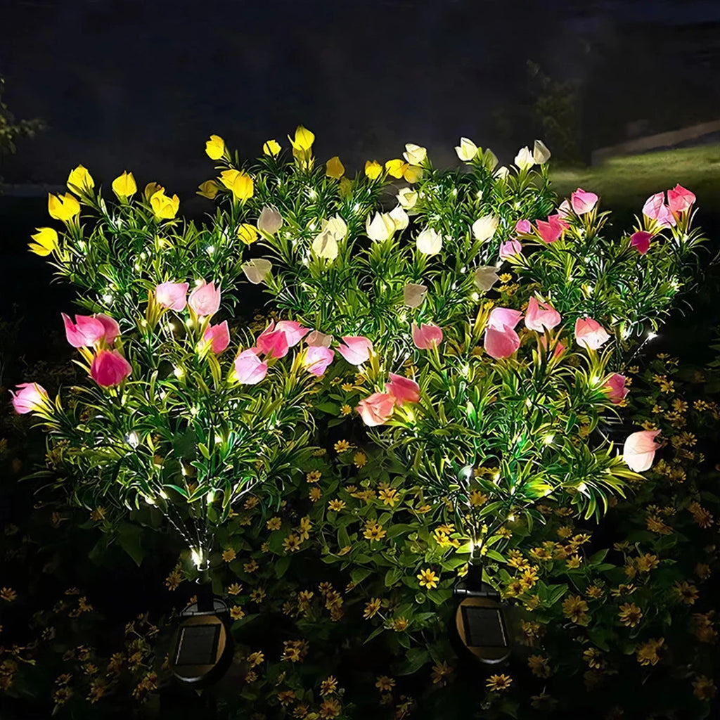 Solar Gardenia Lamp - Warm White Outdoor Garden Decoration