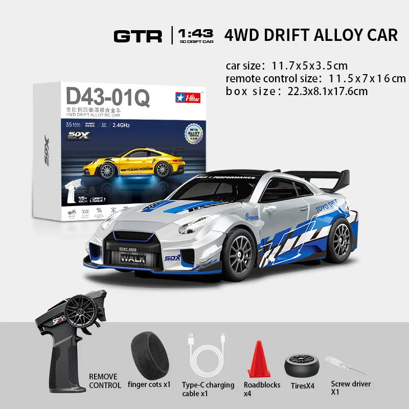 Macro Star D43 RC Drift Car - Eye-Catching Luminous 1:43 Alloy Model