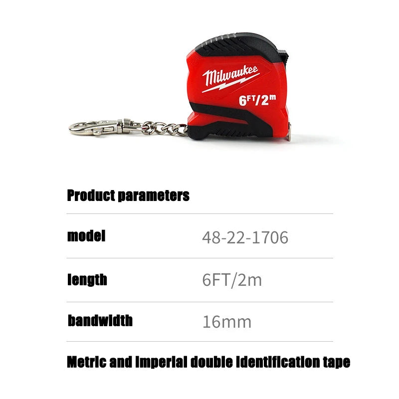 Milwaukee 6FT Keychain Tape Measure - Portable & Durable Tool