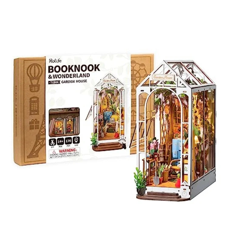 Robotime DIY Garden House Book Nook Miniature Kit for Creative Decor