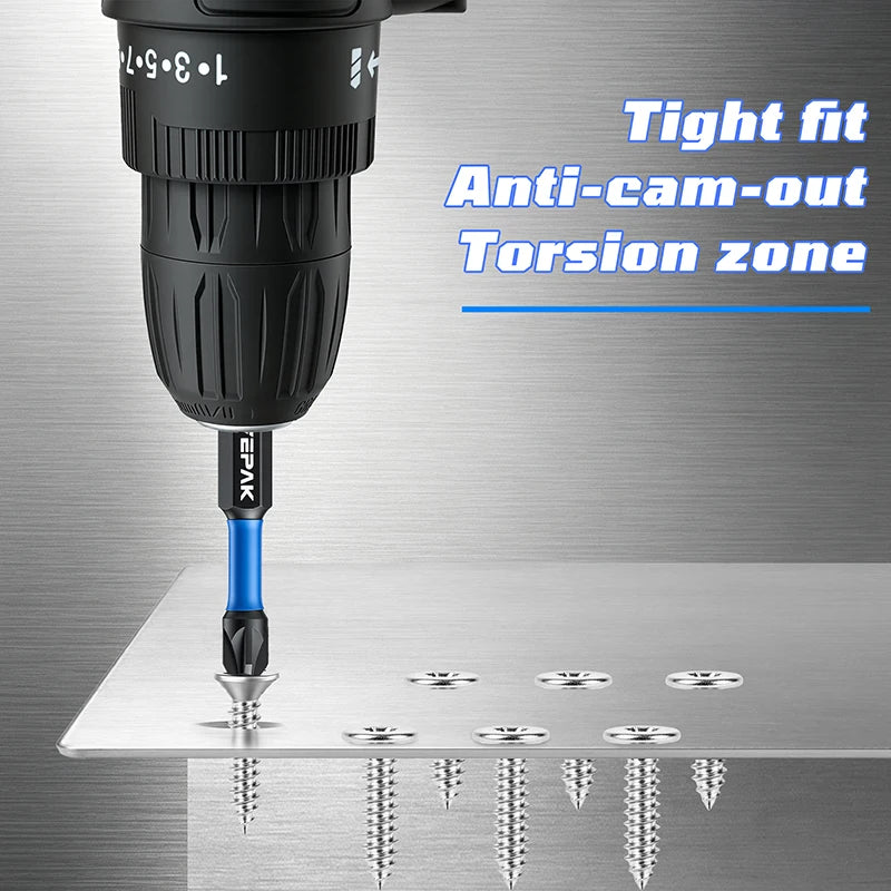 VEPAK 5PCS PZ2 Screwdriver Bits & 60mm Magnetic Extension Rod Set