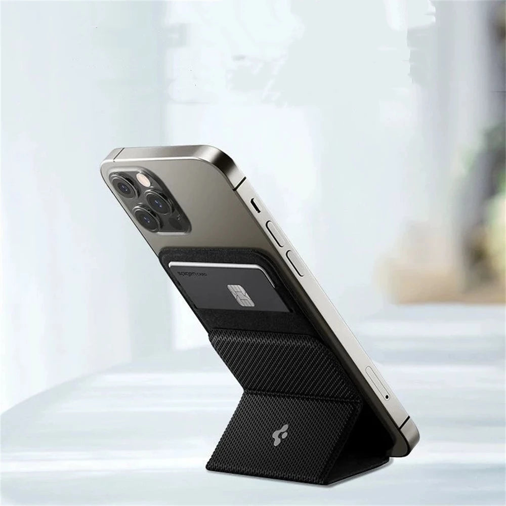Spigen iPhone 17/16/15 Pro Max Leather Magnetic Stand & Card Holder