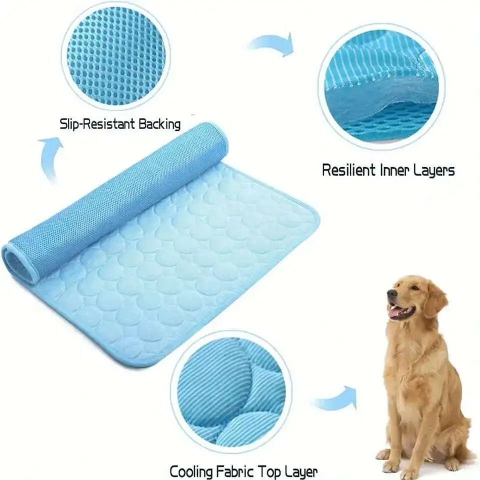 Cooling Pet Mat | Summer Dog & Cat Ice Silk Blanket - Breathable & Washable