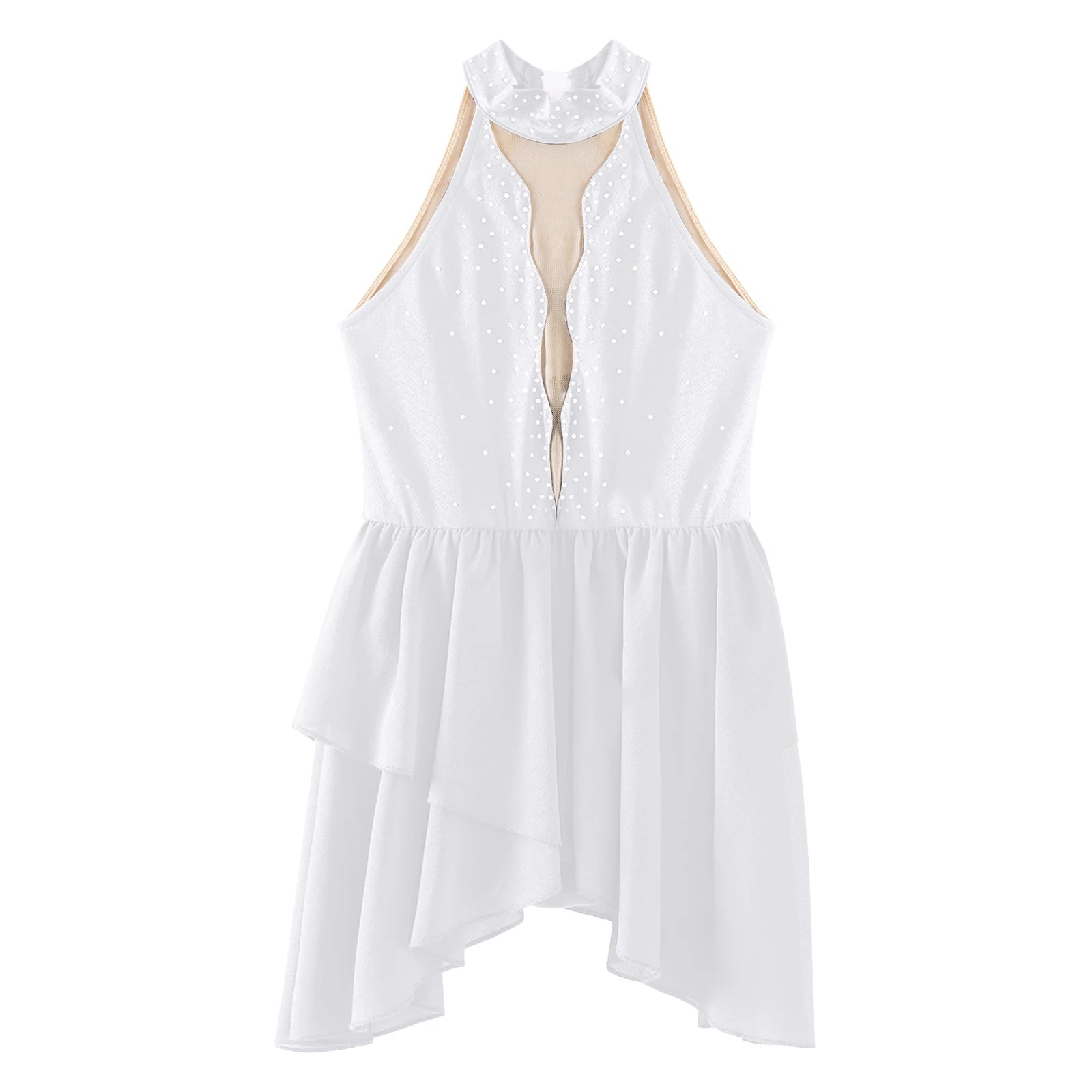 Rhinestone Dance Dress for Girls - Sleeveless Gymnastics Leotard