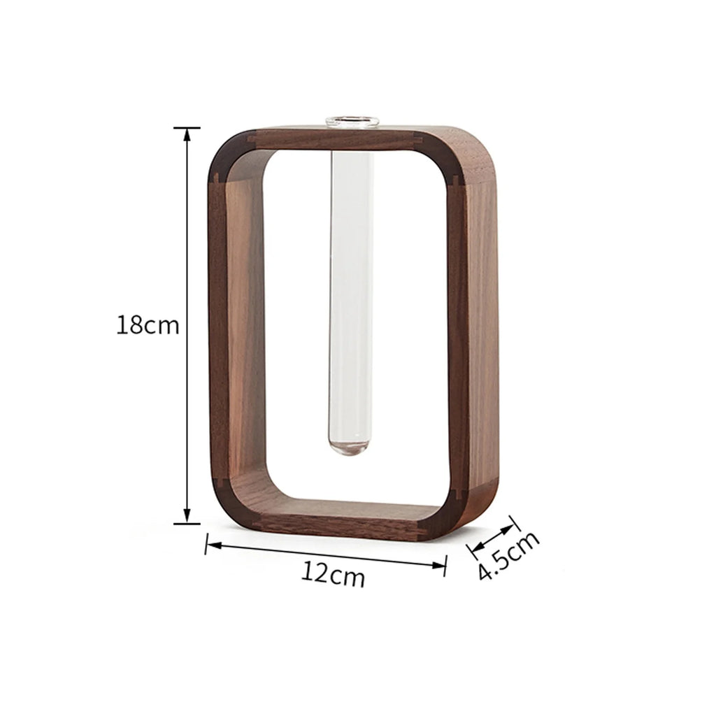 HeMu Minimalist Wooden Test Tube Vase | Modern Hydroponic Planter