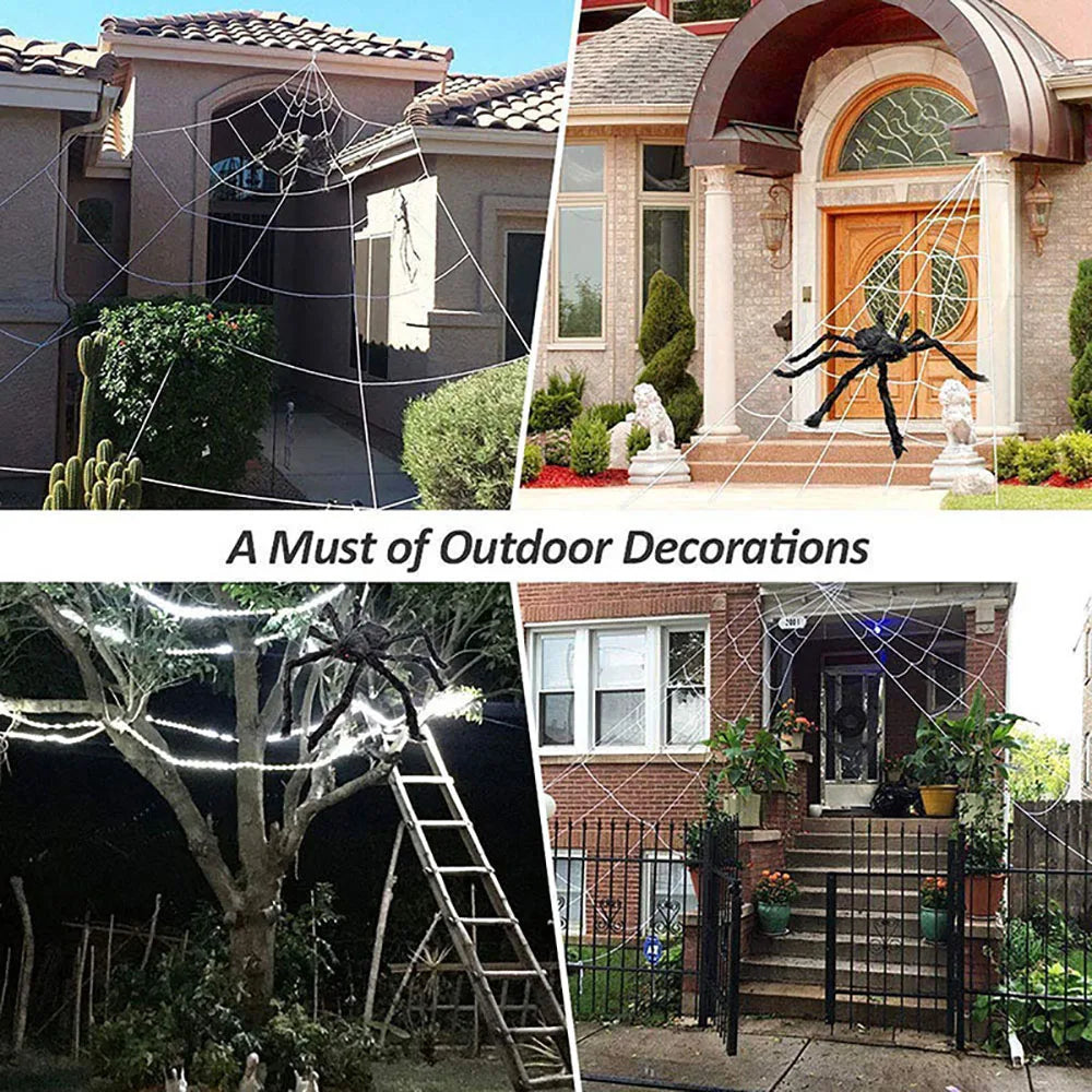 5m Plush Spider Web - Perfect Halloween Outdoor Decoration