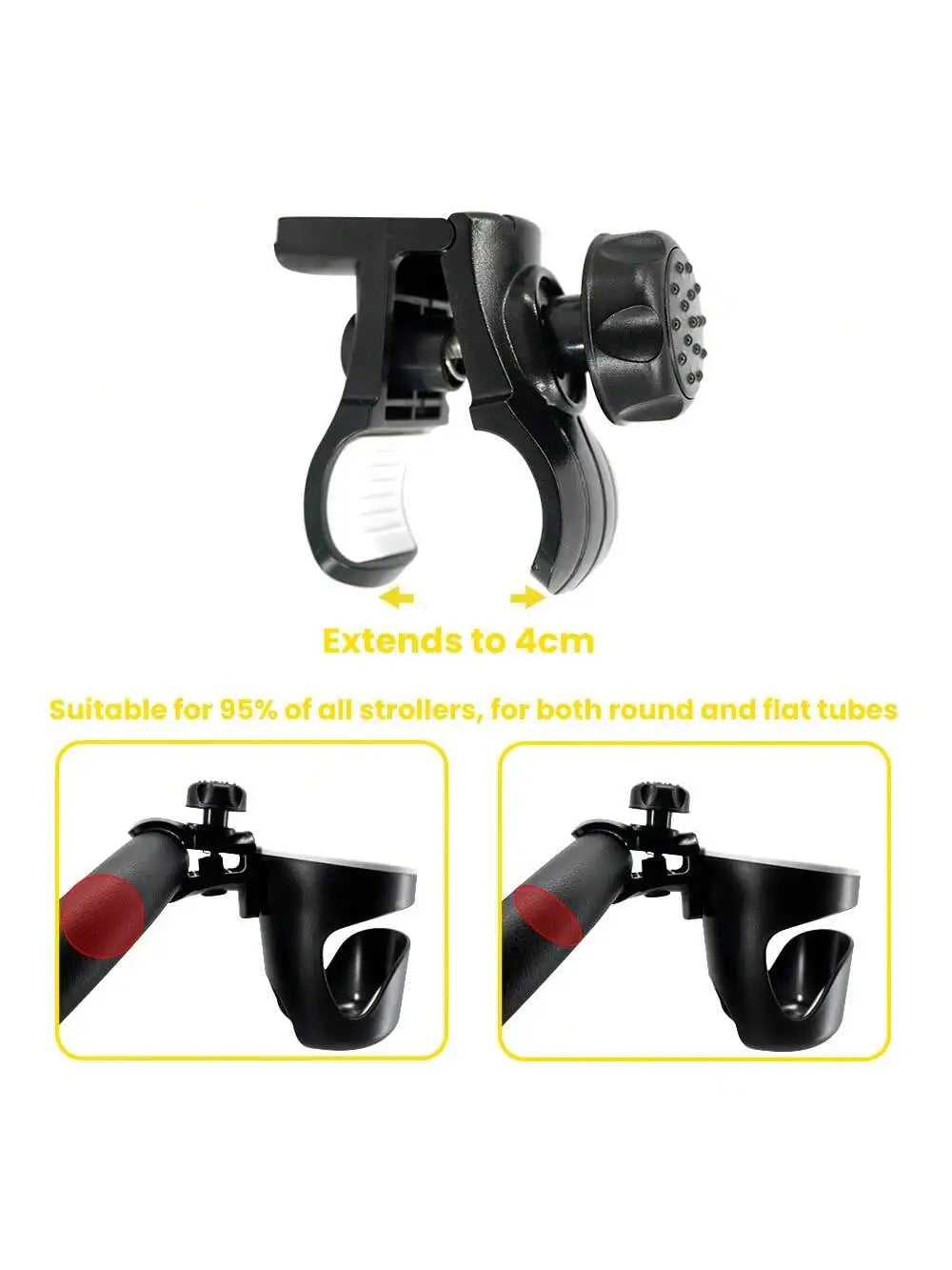 2-in-1 Stroller Cup & Phone Holder - 360° Rotatable Clip for Prams