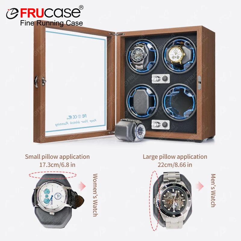 FRUCASE Luxury Wooden Watch Winder for 4 Automatic Watches
