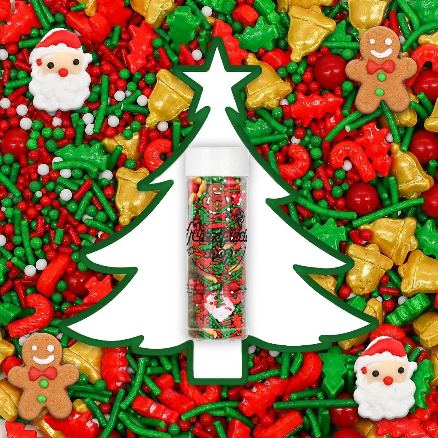 Festive Christmas Sprinkles Mix - Santa & Tree Jimmies for Baking