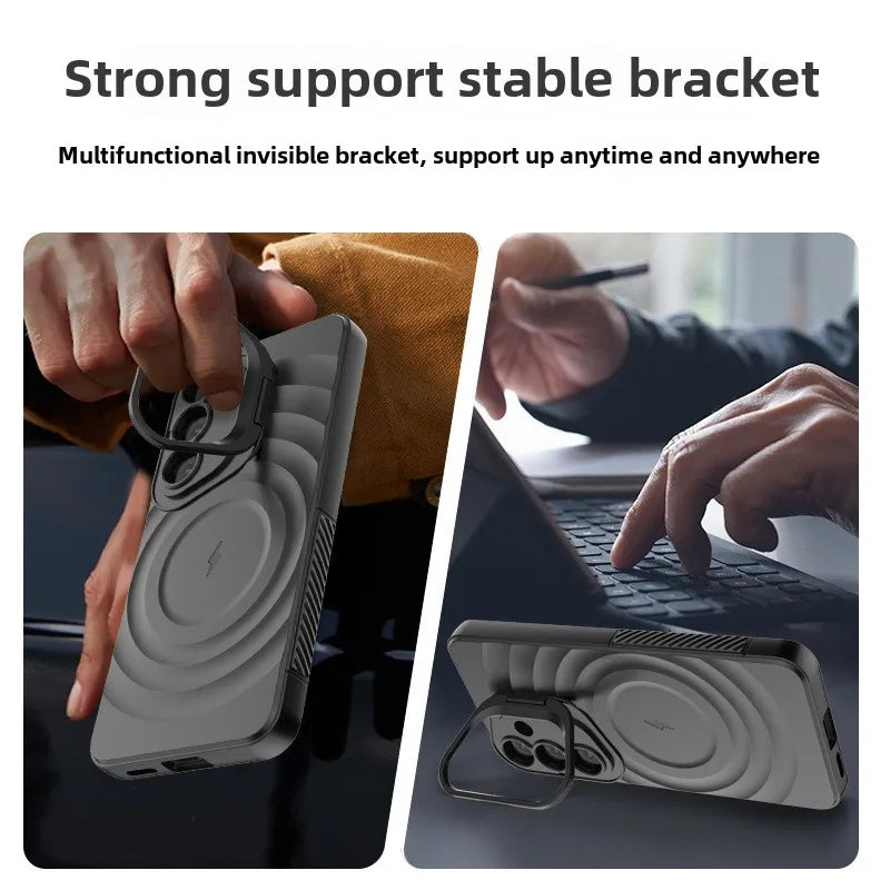 Protective Galaxy S25 Ultra Case with Magnetic Lens Holder & Kickstand