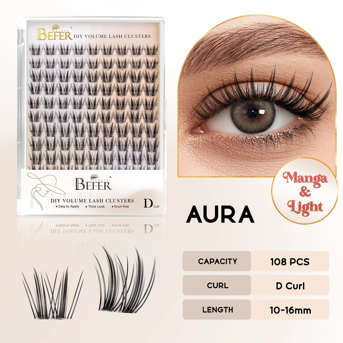 BEFER DIY Cluster Lashes - Natural Volume False Eyelash Extensions