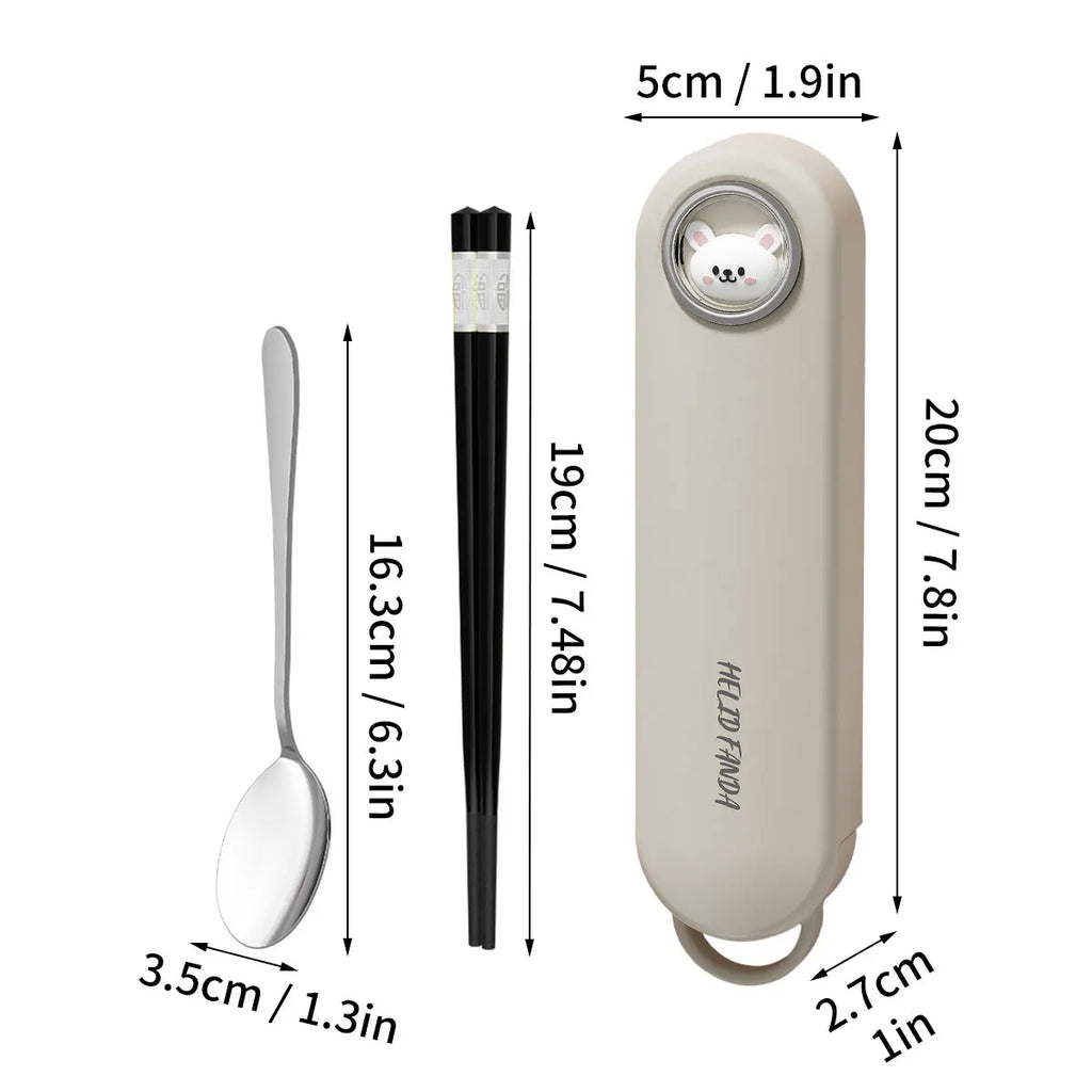 3pcs Cartoon Stainless Steel Dinnerware Set - Eco-Friendly Travel Tableware