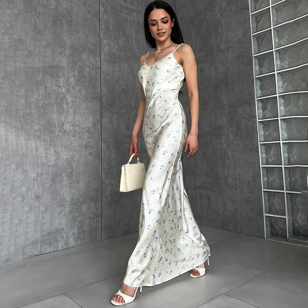 Elegant Satin Backless Evening Dress - Chic Women’s Party Style