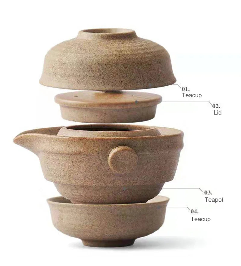 Elegant Chinese Kung Fu Tea Set - 1 Pot & 2 Teacups for Travel