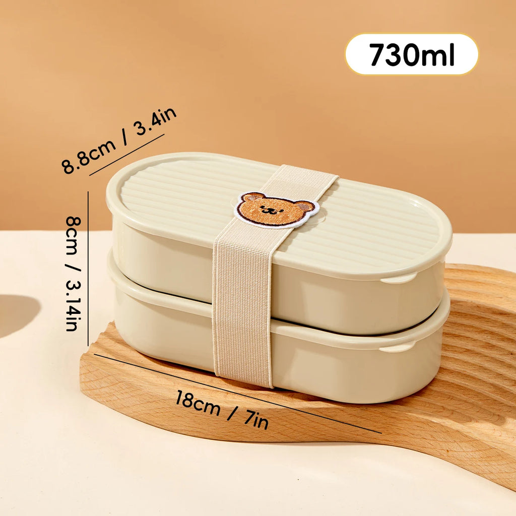 730ML Double-Layer Bento Lunch Box - Microwave Safe & Portable