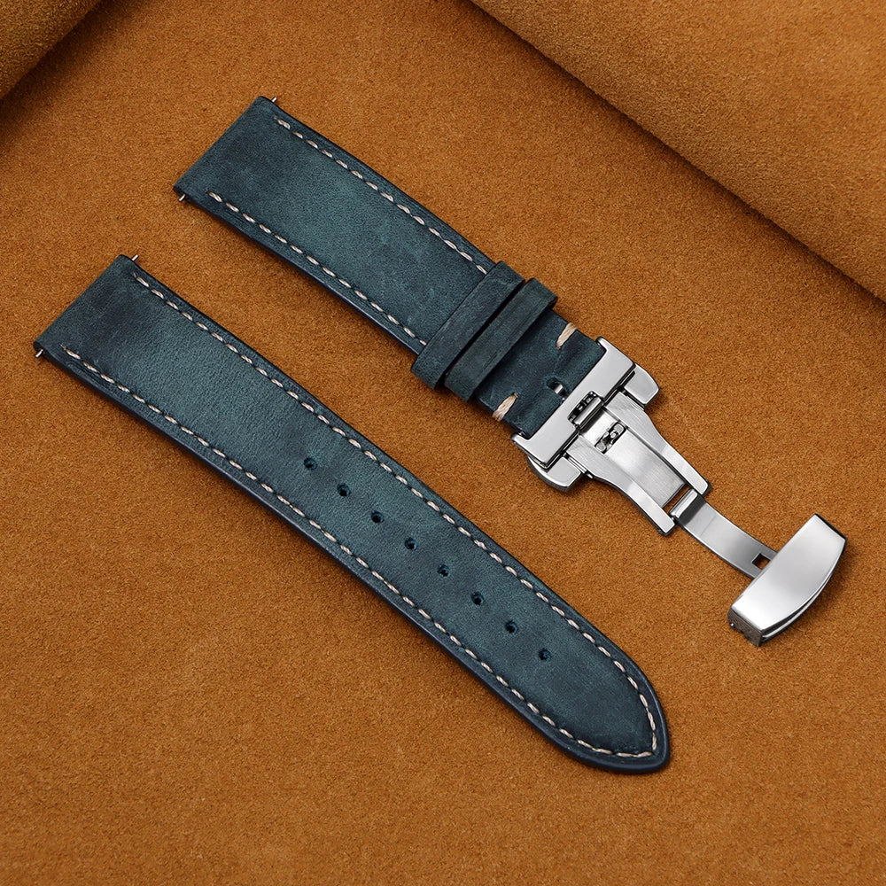 Luxurious Leather Watchband for Seiko & Omega - Butterfly Buckle 14-22mm