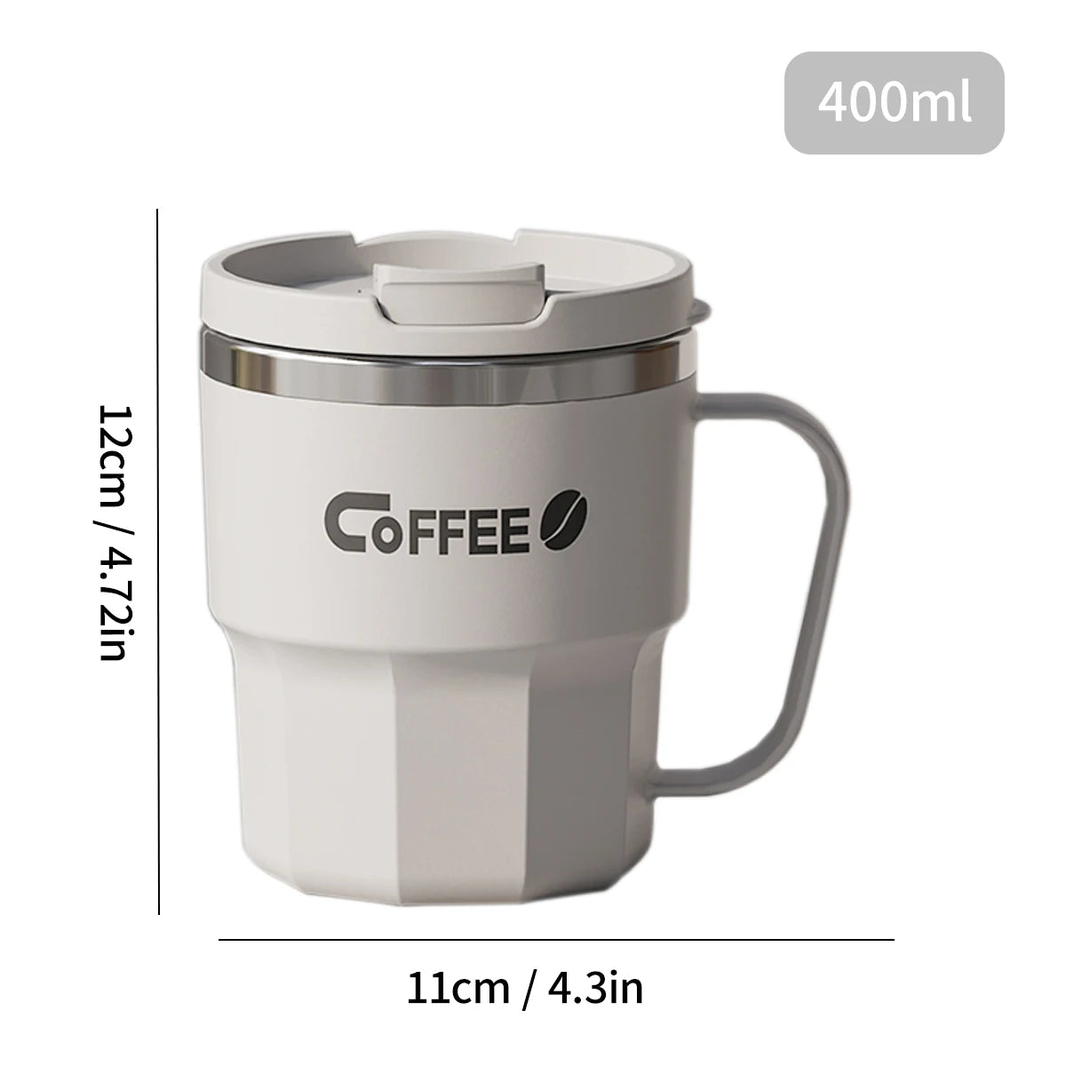Double Layer Insulated Stainless Steel Coffee Mug - 400/480ML