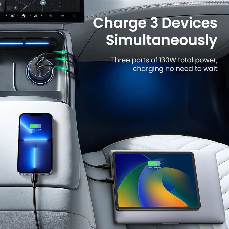 UGREEN 130W USB C Fast Car Charger - Rapid Multi-Device Charging