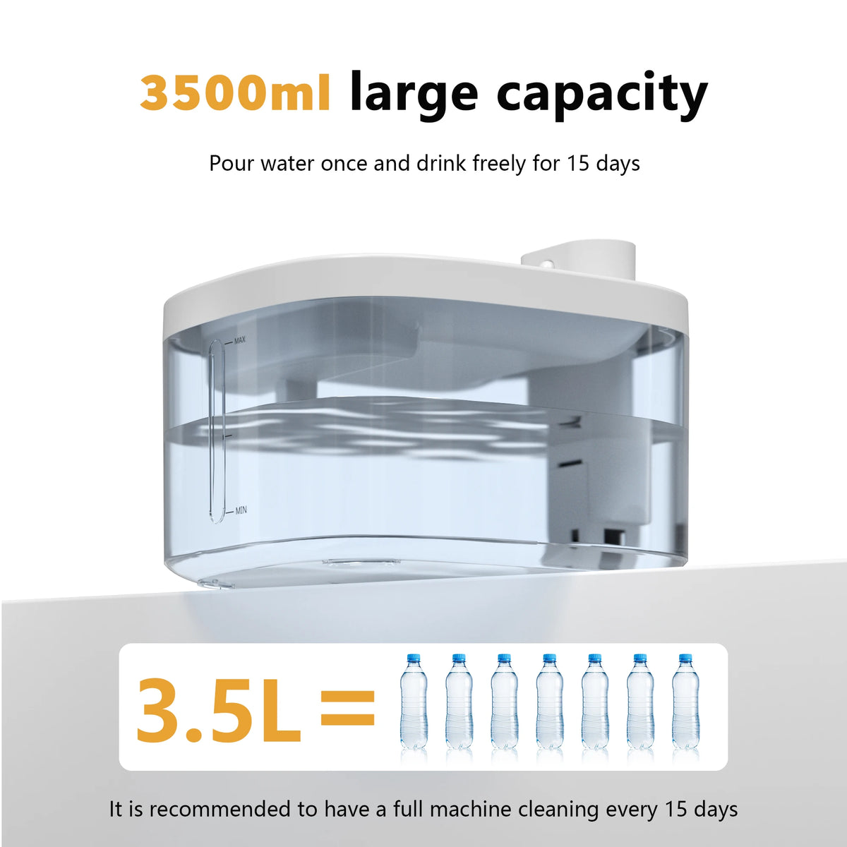 LABEKA Wireless Cat Water Fountain - 3.5L with Long-Lasting Battery