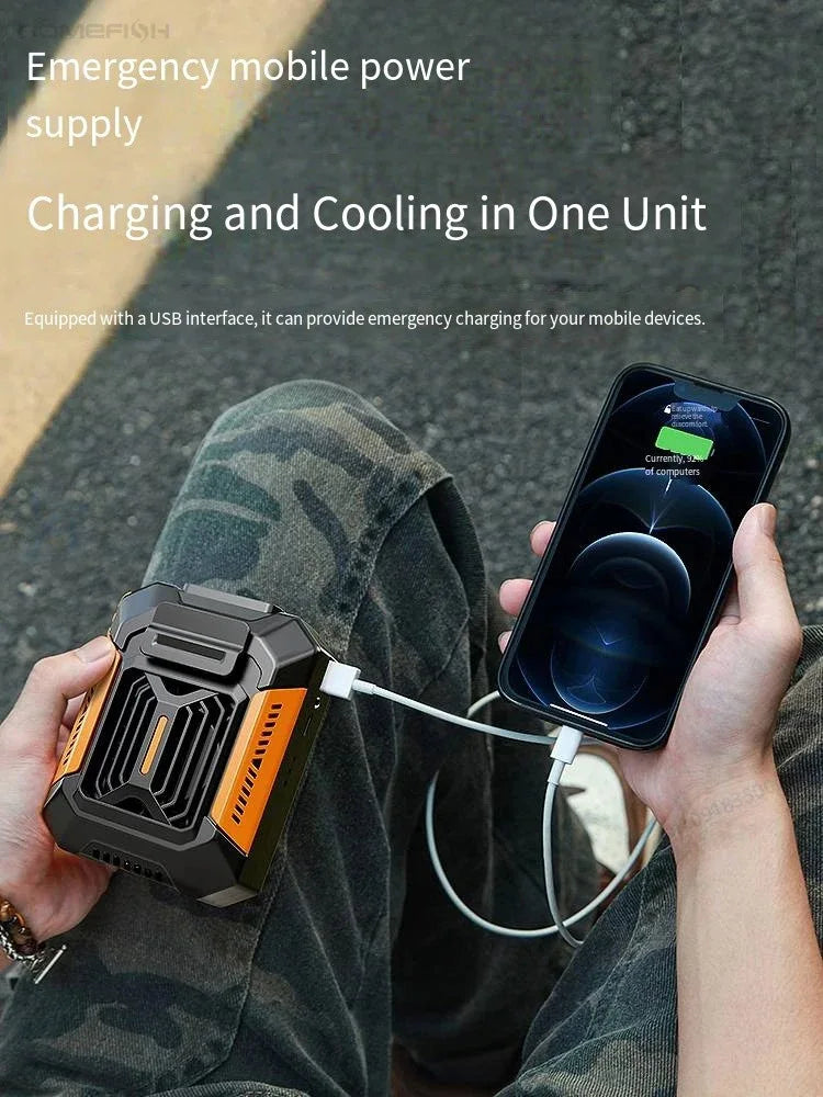 HOMFISH Portable Wearable Fan with Power Bank & Flashlight - Ideal for Outdoors