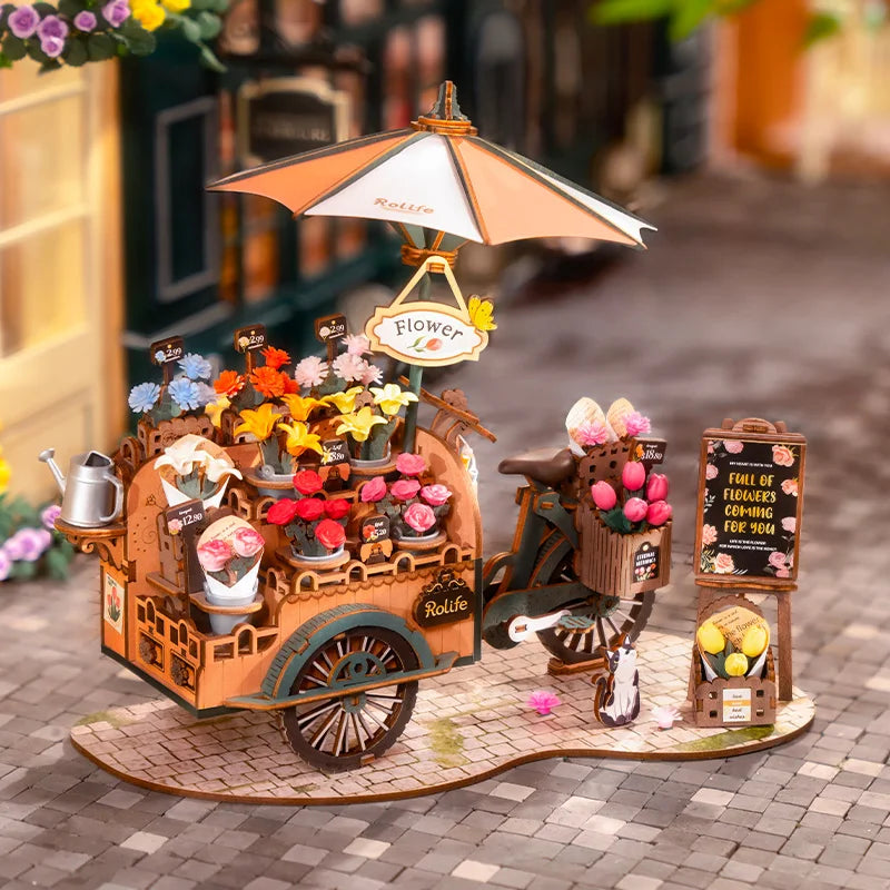 Robotime Blossom Cart 3D Wooden Puzzle – Charming Home Decor