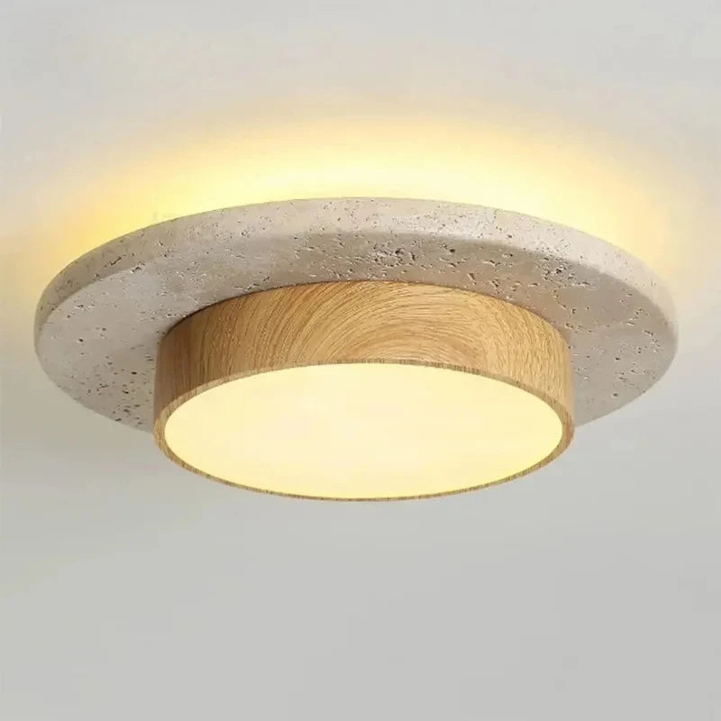 Wabi Sabi Round Stone Ceiling Lamp - LED 28W for Modern Interiors