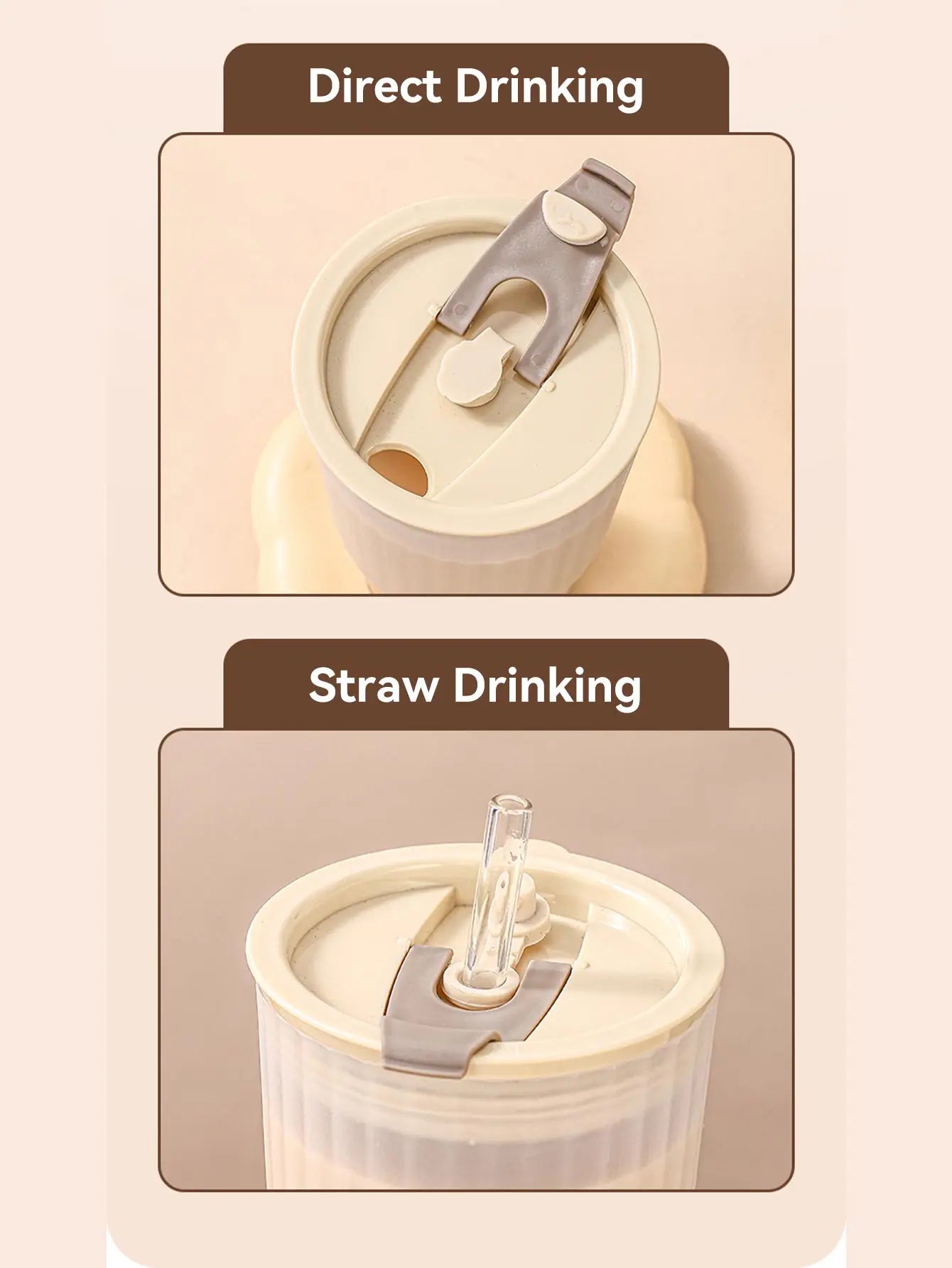 Cute Bear Large Capacity Water Bottle – Leak-Proof Tumbler