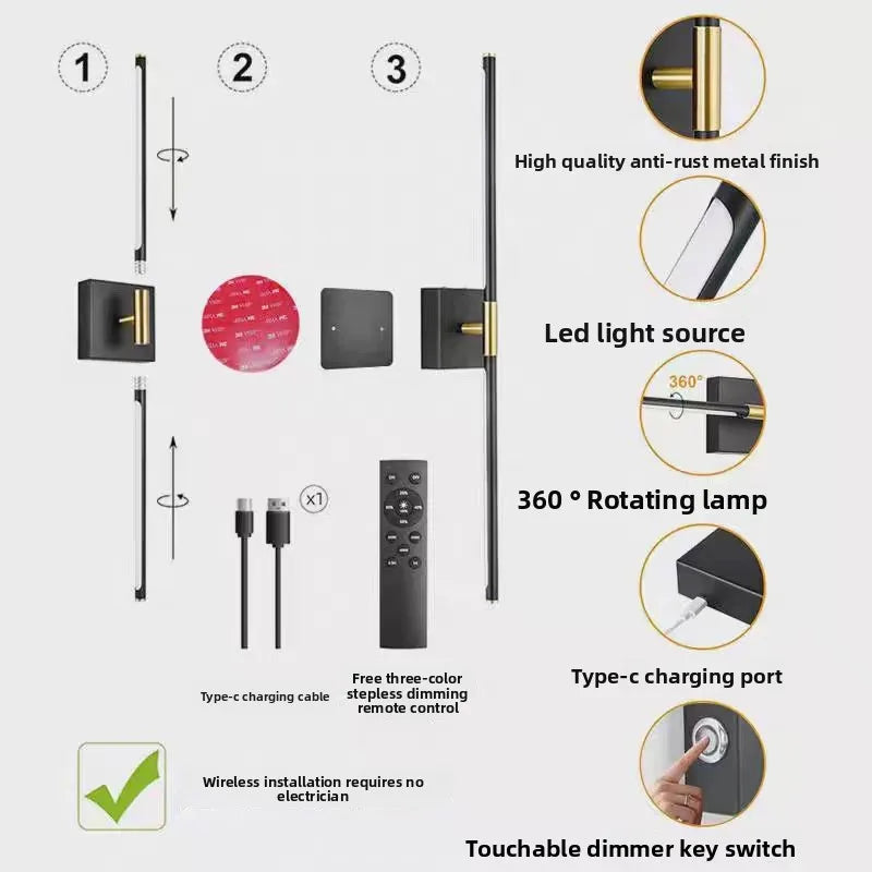 2-Piece LED Dimmable Picture Light - 10000mAh USB Rechargeable