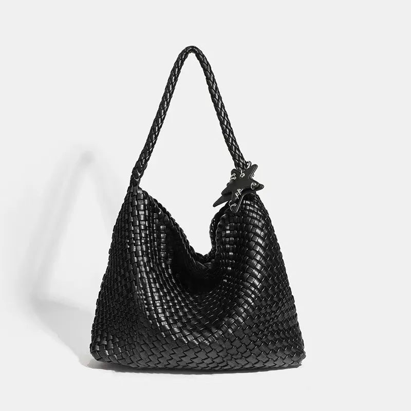 Trendy Champagne Gold Woven Tote Bag for Women - Extra Large & Durable