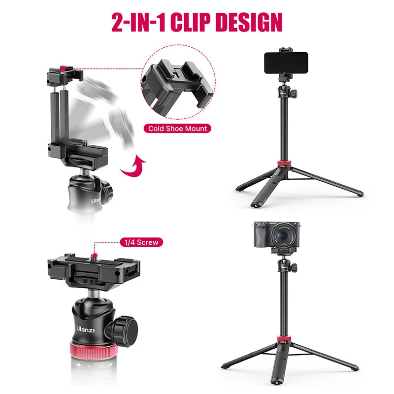 Ulanzi MT-44 Portable Smartphone Tripod with Cold Shoe Mount