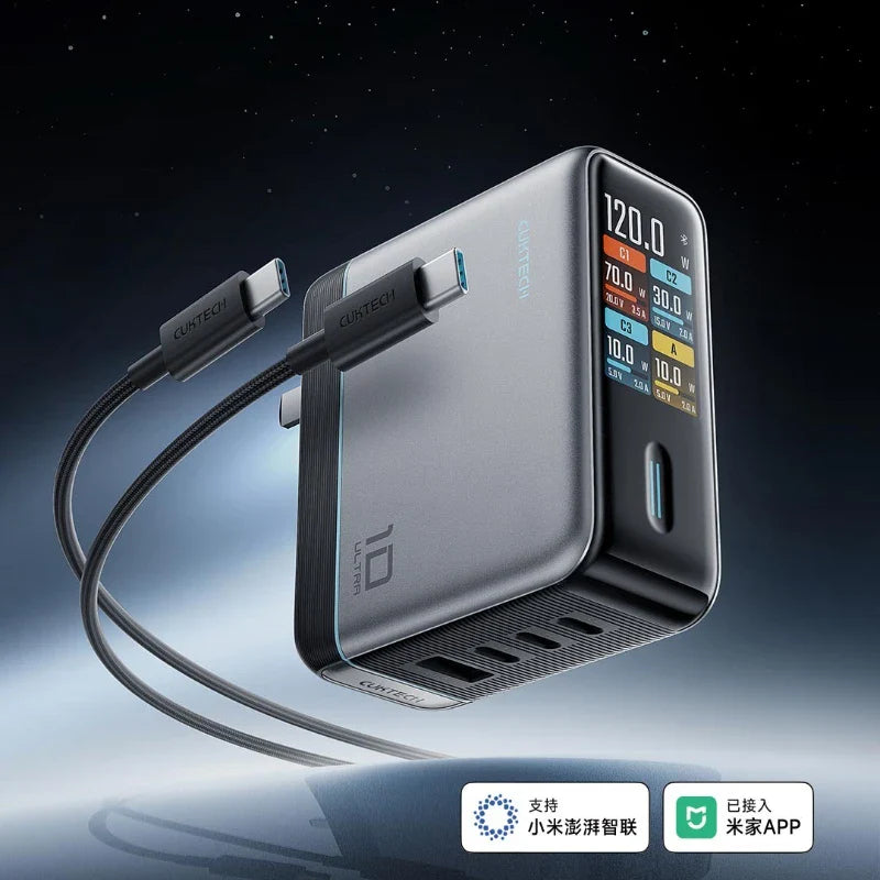 CUKTECH 120W GaN USB-C Charger with OLED Display & Dual Ports